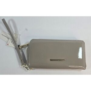BCBGeneration Allison Zip Around Wallet Taupe Patent Wristlet New With Tags